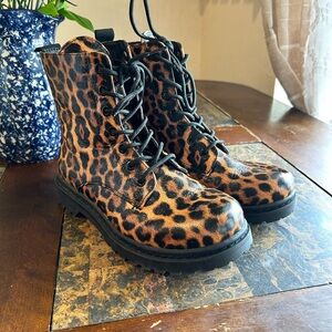 Leopard Print Combat Boots